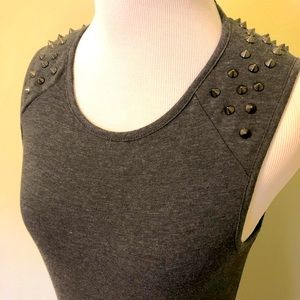 Charcoal Gray Studded shoulders dress